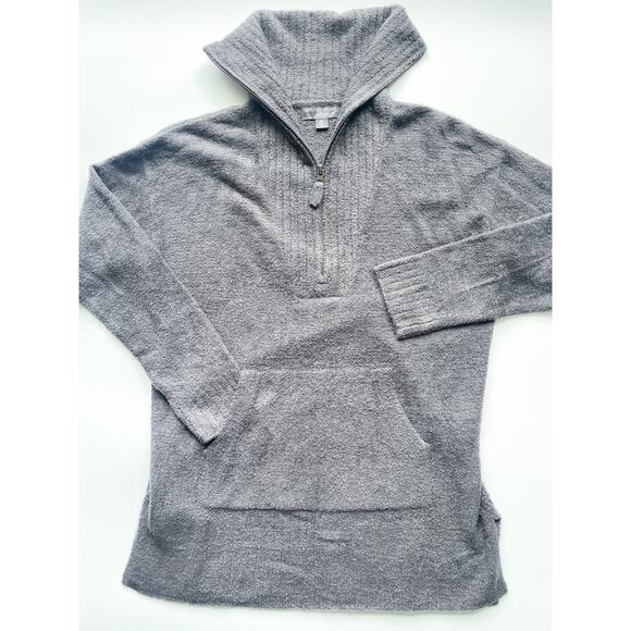 Barefoot Dreams Cozychic Lite Gray Quarter Zip Sweter Size XS - Picture 1 of 6